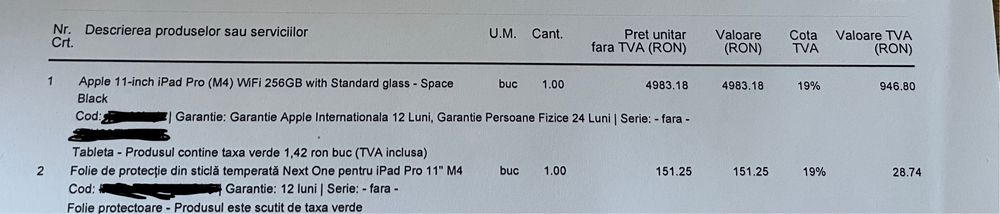 Tableta APPLE iPad Pro 11”(M4), 256 GB, 8 GB RAM, Wi-Fi