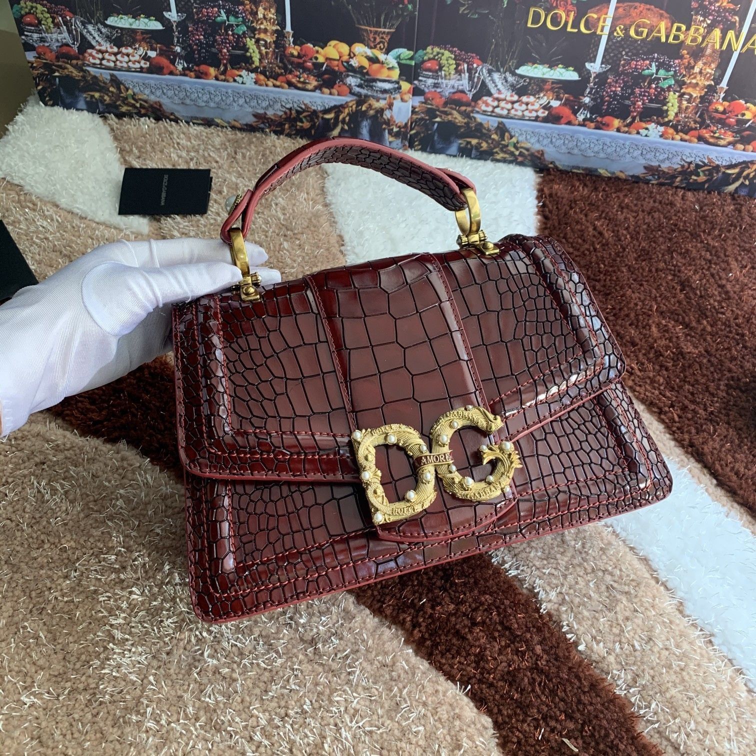 Geanta Dolce Gabbana Amore 27 cm rosu, Premium
