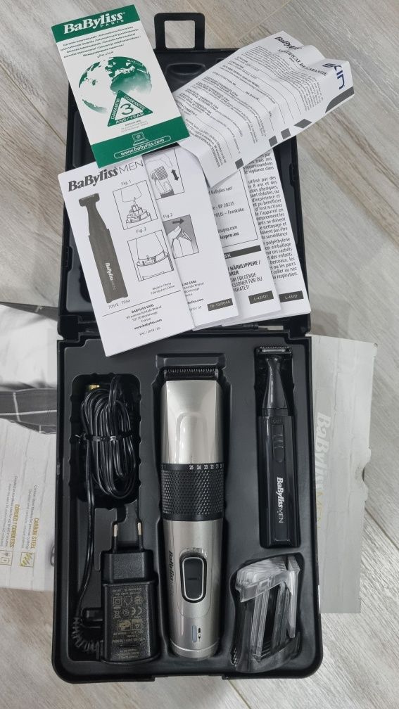 Masina de tuns + Trimmer, BaByliss, Men Smooth Precision, Titan,
