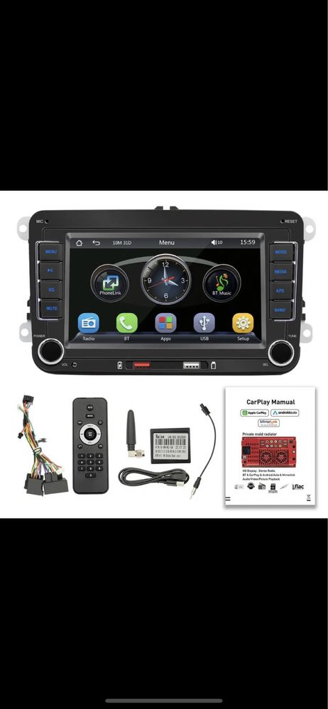 Navigatie GPS 7” Hd Volkswagen Wirless CarPlay Android VW/ Skoda