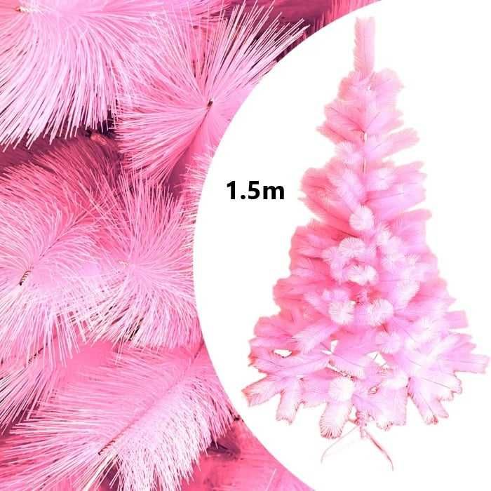 Pin Artificial de Craciun, Roz, Pin Lucios,  150cm, suport inclus