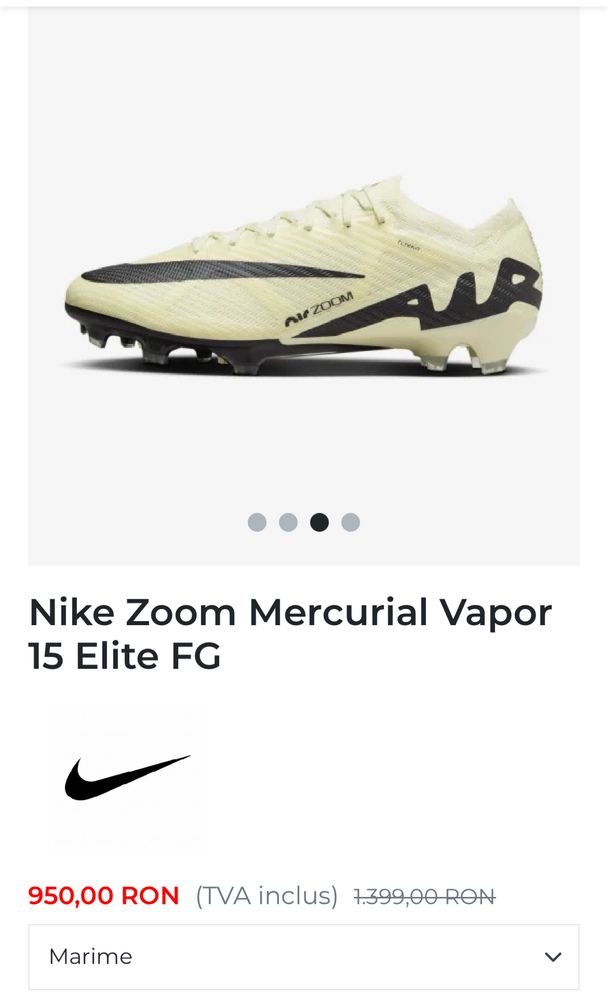 Nike Zoom Mercurial Vapor 15 Elite FG marimea 42