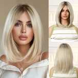 Peruca M1 Blond Bob Ombre Baza Satena Gri Blond Platinat Suvite Silver