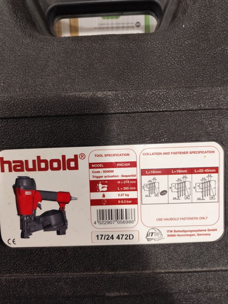 haubold RNC45R  професионален пистолет за пирони за битумни керемиди
