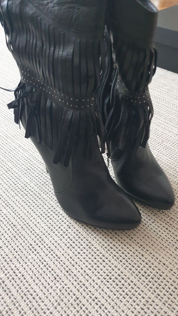 Cizme piele negre