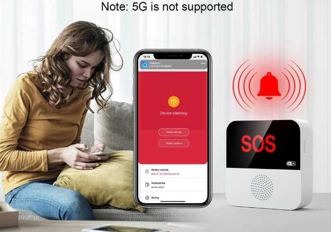 Alarmă WiFi cu brățară și buton de apel