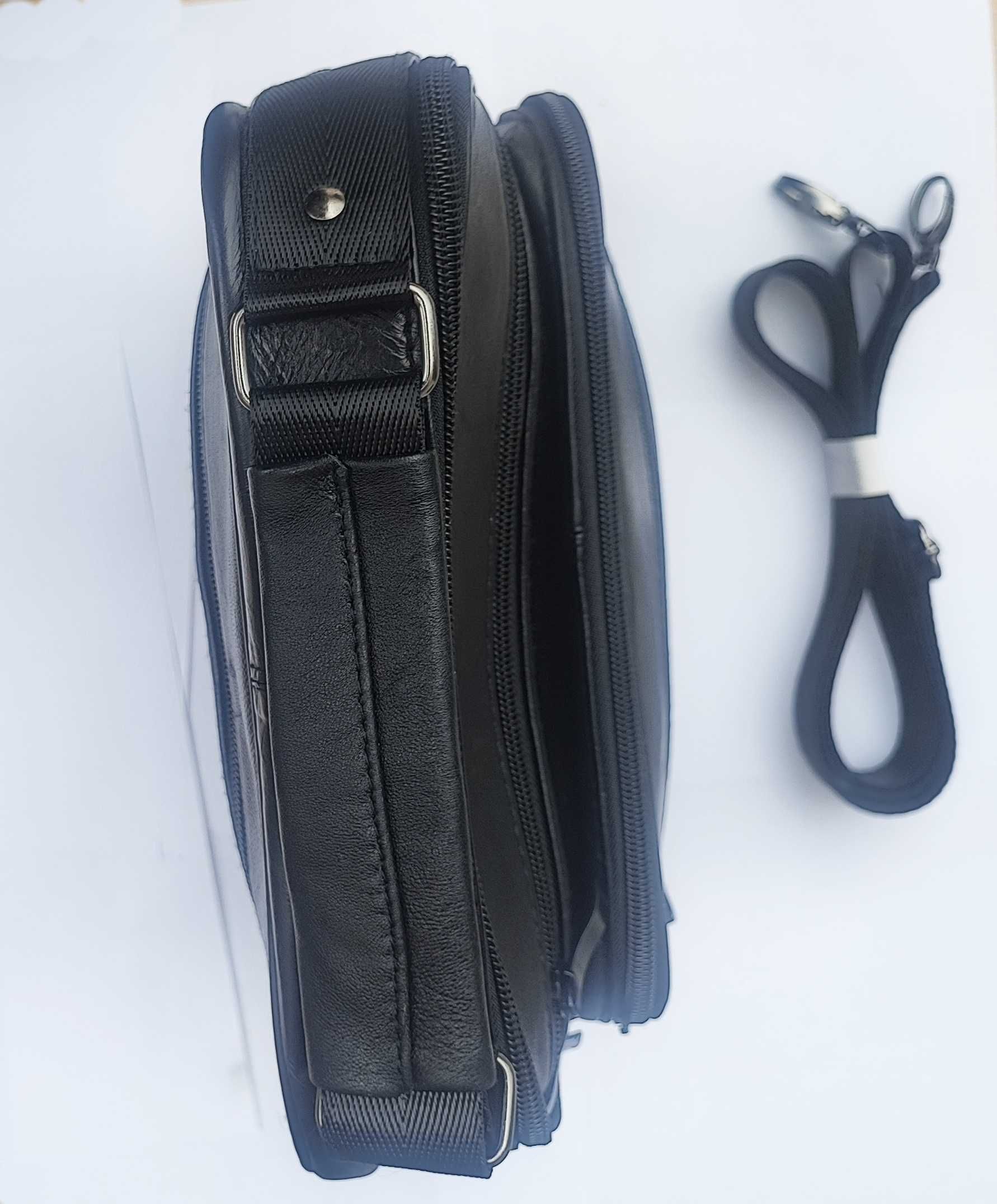 Голяма мъжка кожена чанта от естествена кожа за таблет и смартфон