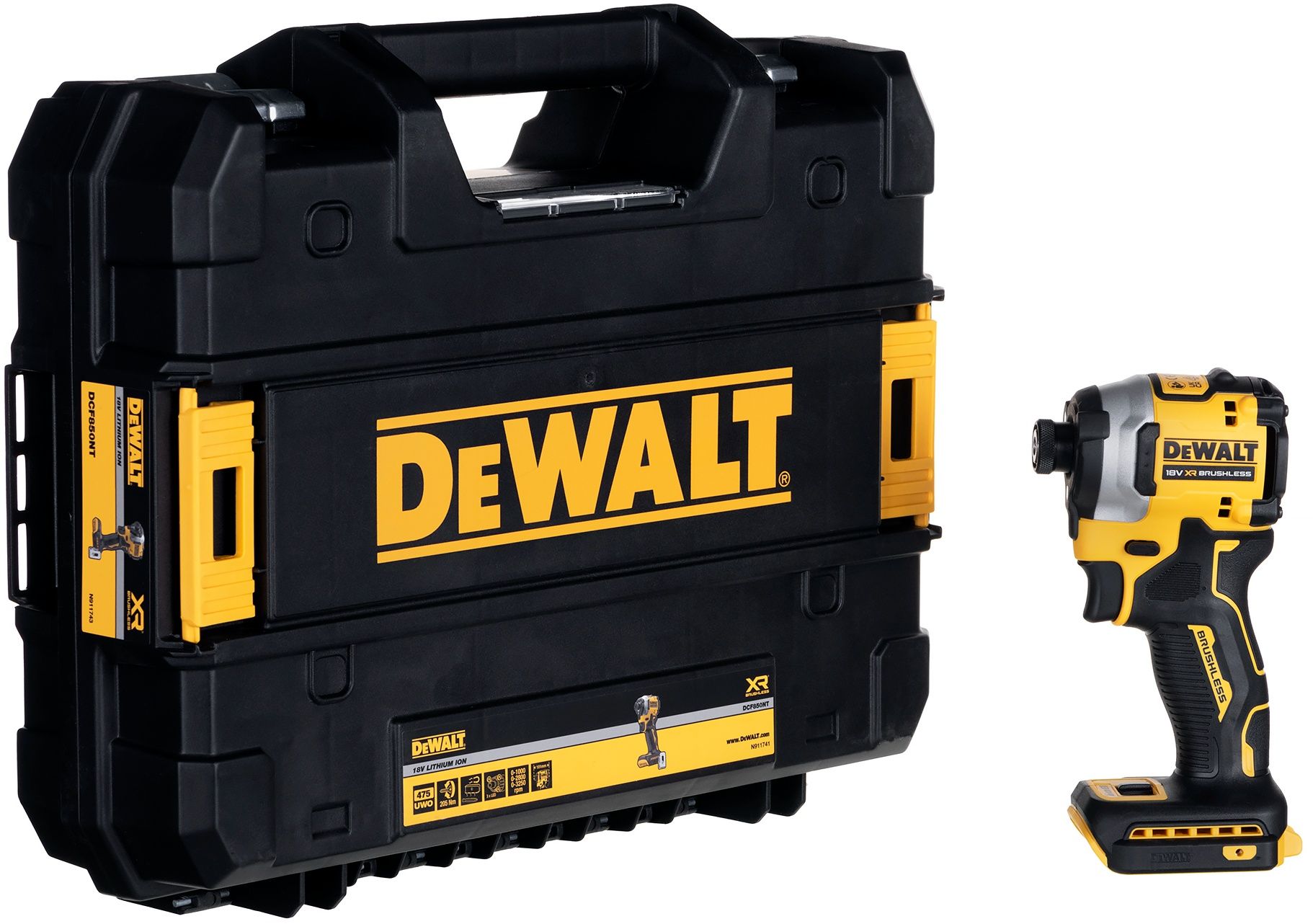 Акумулаторен Винтоверт DeWALT DCF850NT/18V Ударен, Безчетков с Куфар