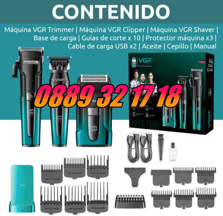 Комплект Машинка за подстригване, самобръсначка и тример VGR 694