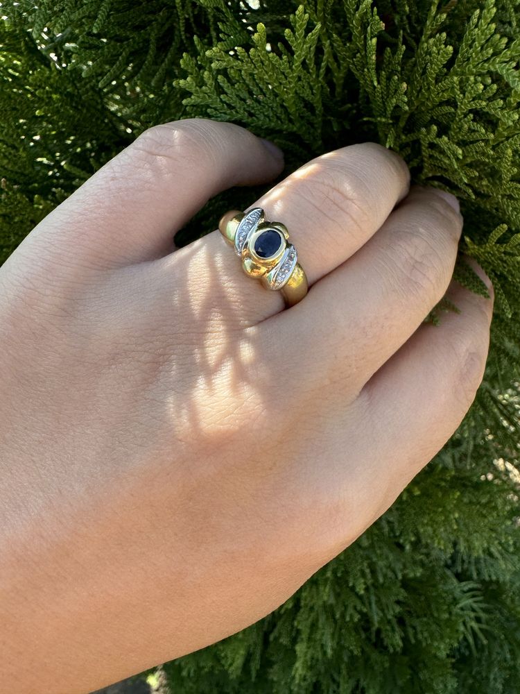 Inel aur safir si diamante