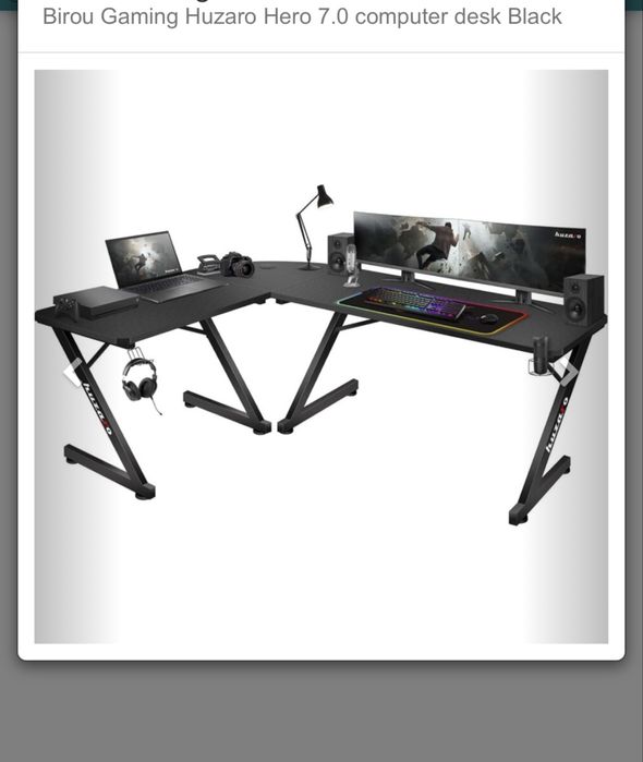 Birou Gaming Huzaro Hero 7.0 computer desk Black