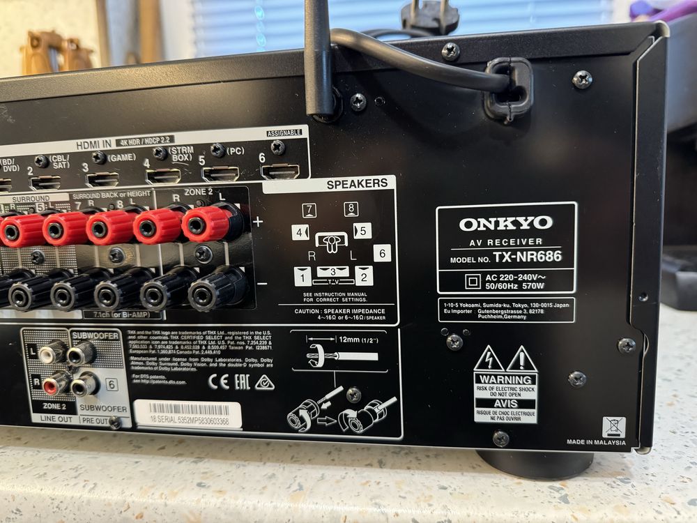 НоВ Onkyo TX-NR686 Dolby Atmos Bluetooth Wi-Fi