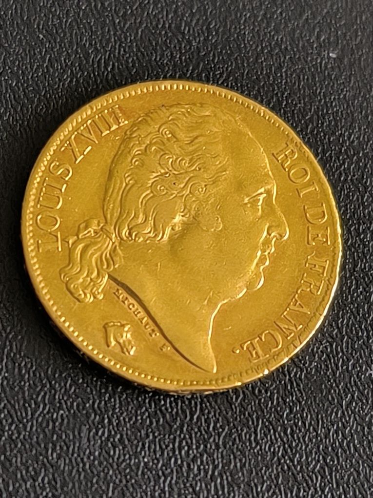 20 франка 1819 год,Луи XVIII, злато 6.45 гр,900/1000 (21.6 к)