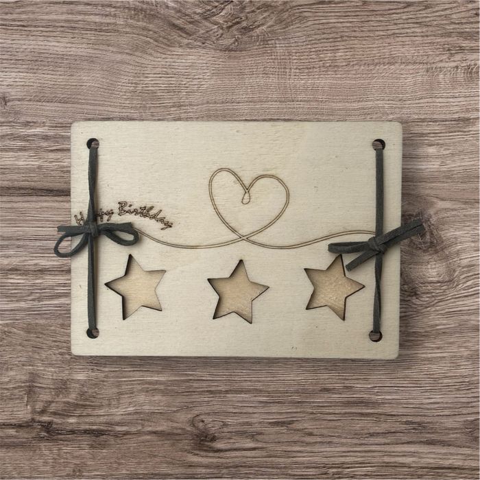 Felicitare din lemn gravata