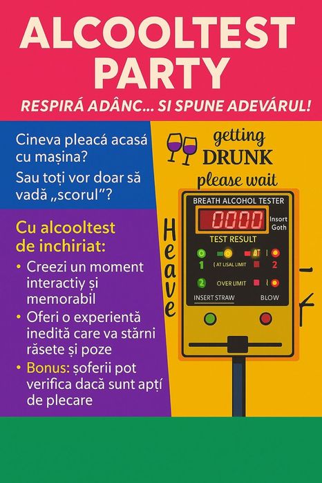 Aparat etilotest pentru evenimente - distracție cu cap la propriu!