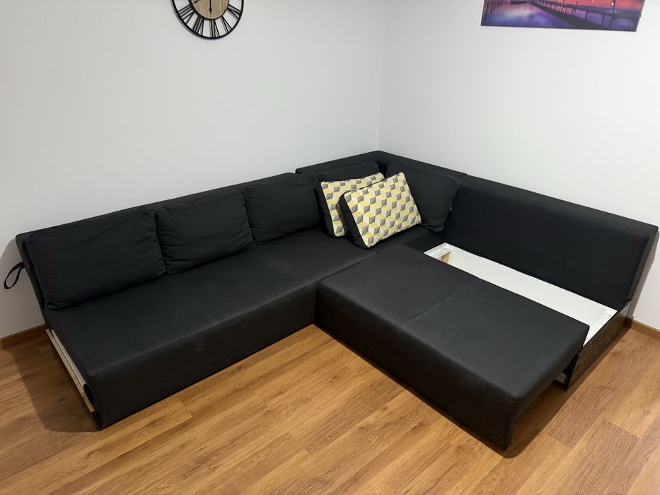 Vand canapea-coltar extensibilia cu 2 lazi de depozitare