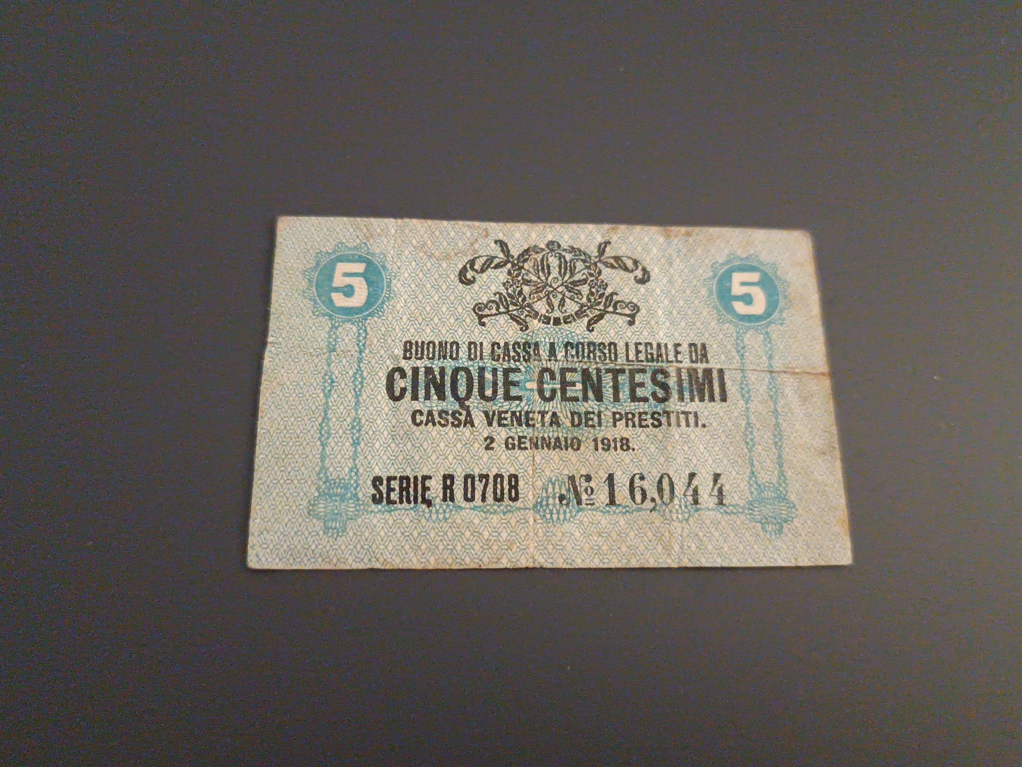 Bancnota 5 Centisimi 1918 Italia