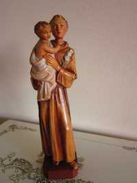 cadou rar Sf.Anton cu pruncul Iisus sculptura mica lemn colectie Italy