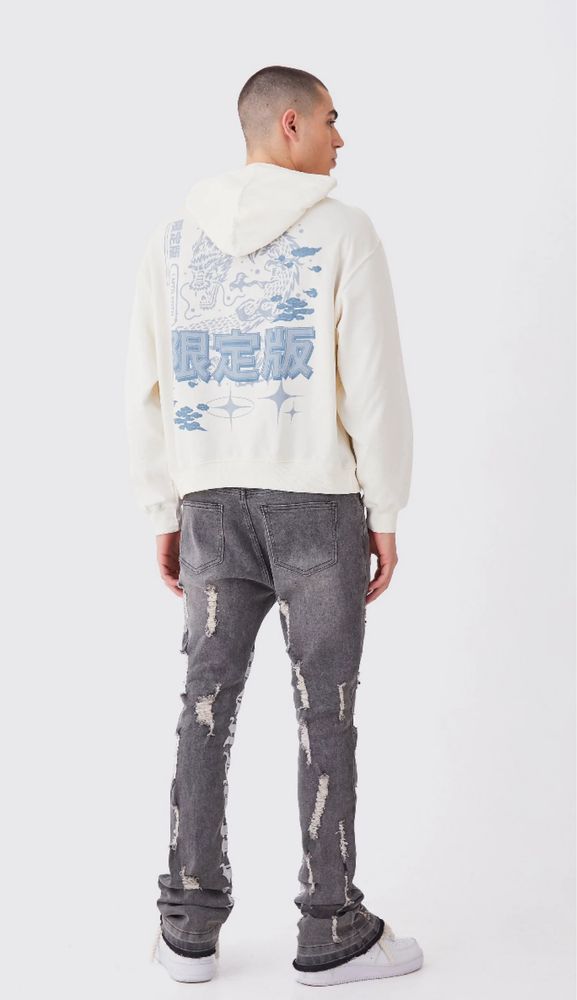 Skinny stretch stacked distressed boohooman