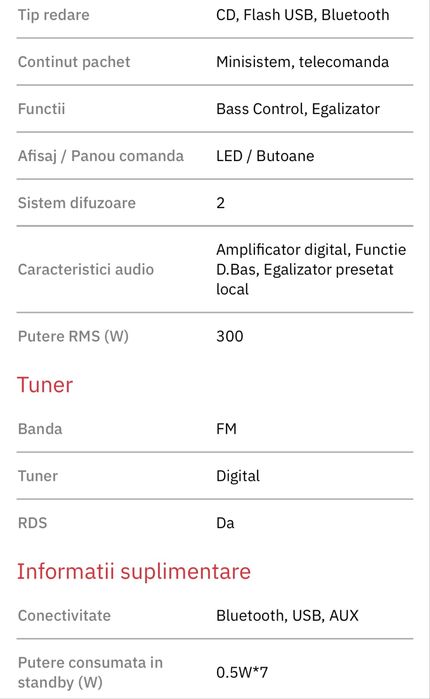 Sistem Panasonic 300 W in stare foarte buna