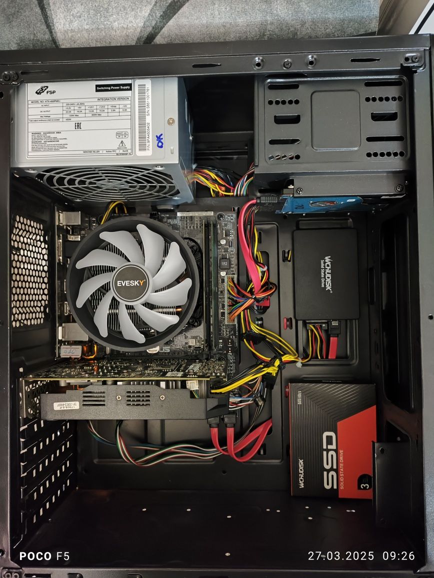 Шустрый игровой компьютер (кейс) DDR4,12ОЗУ,SSD,HDD1Tb,Video3gb