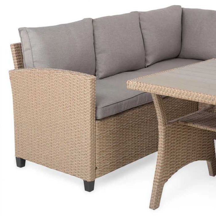 Set mobilier gradina/terasa canapea/coltar 2 taburete si masa Natur