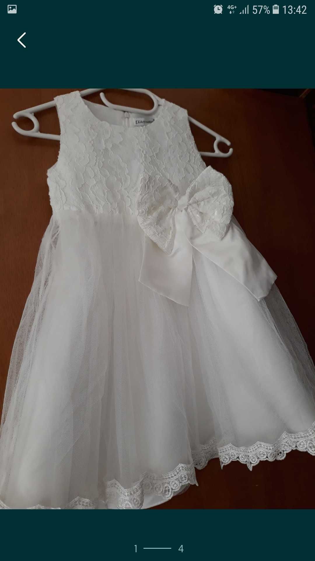 rochie alba Noua ocazie fete 3-4-5-6 ani funda detasabila