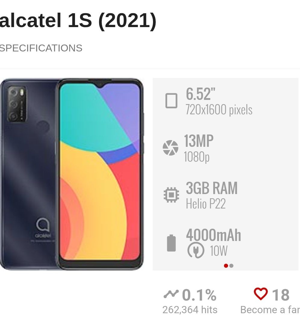 Телефон алкател 1s 2021