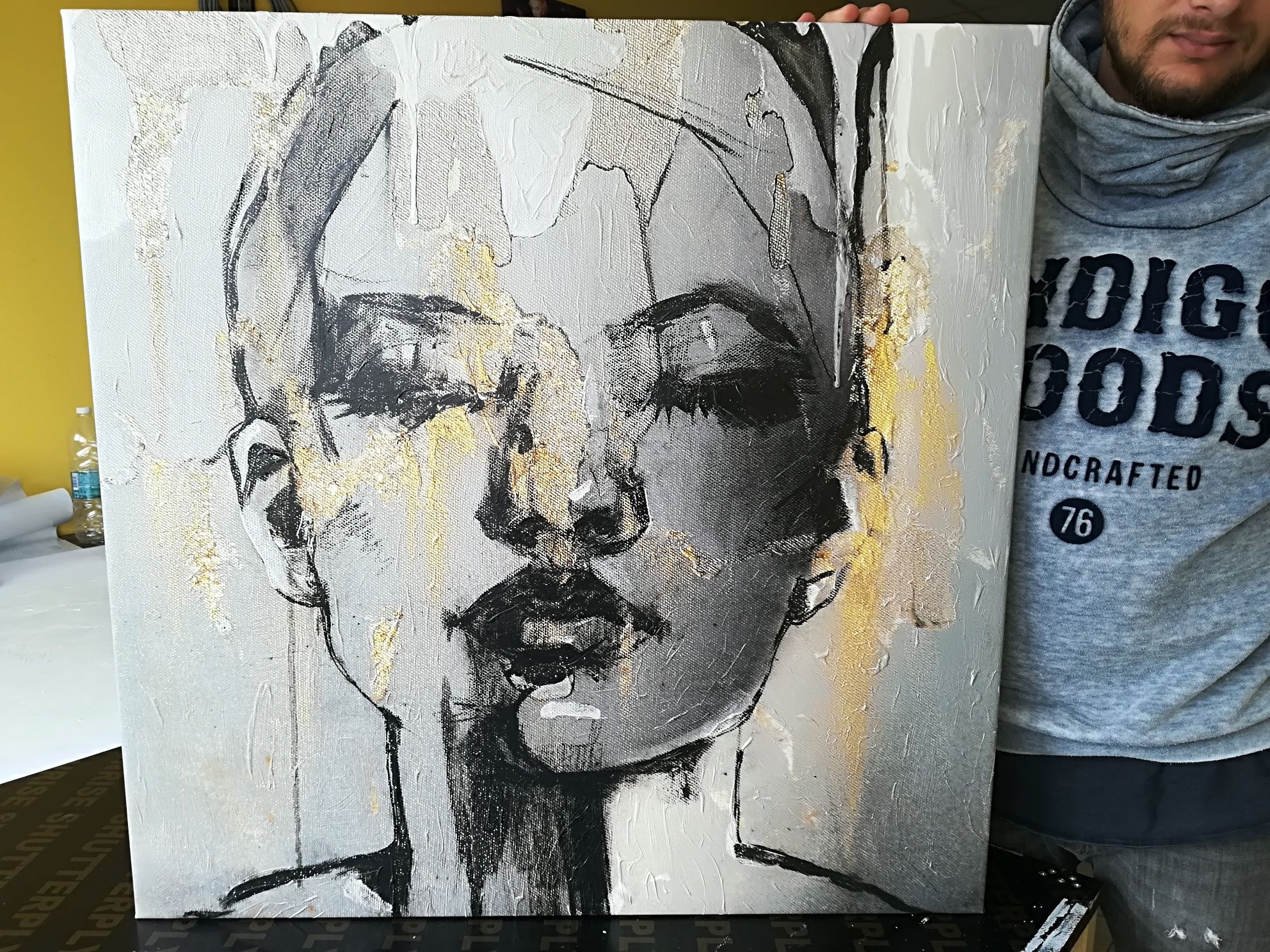 Картина модерна абстрактна -Женско лице Ръчен релеф