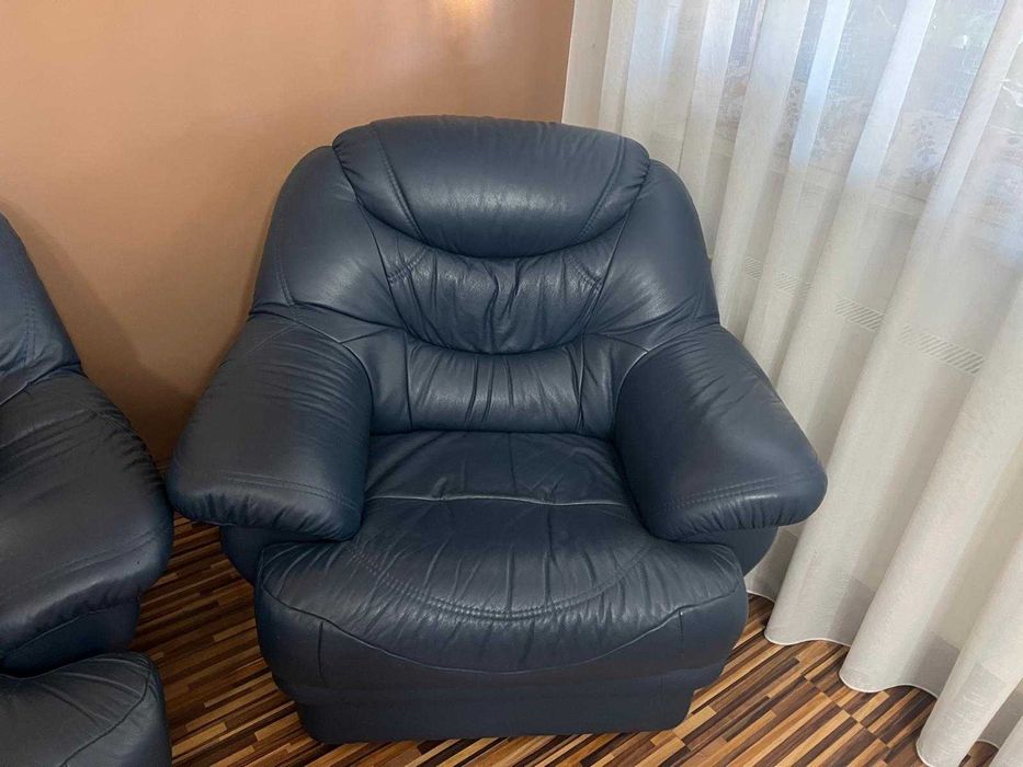 Set canapele + fotoliu piele naturala