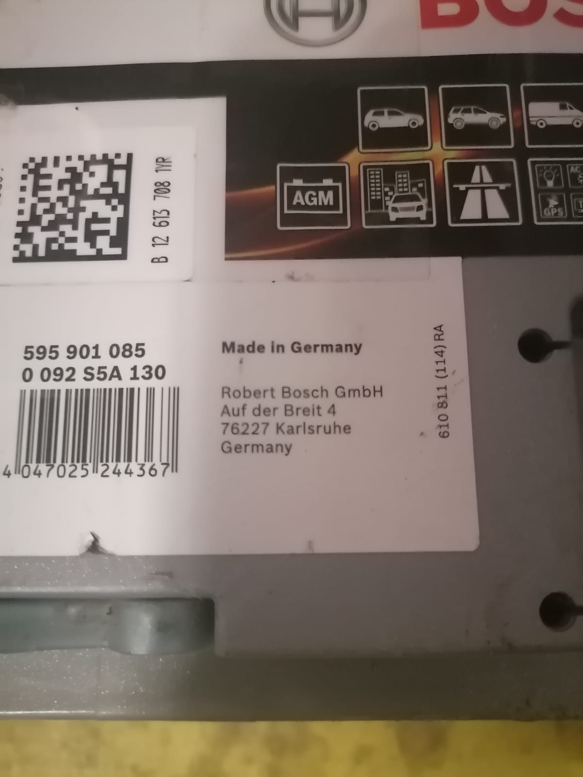 Baterie auto Bosch 95 amperi Agm cu Start stop Germania