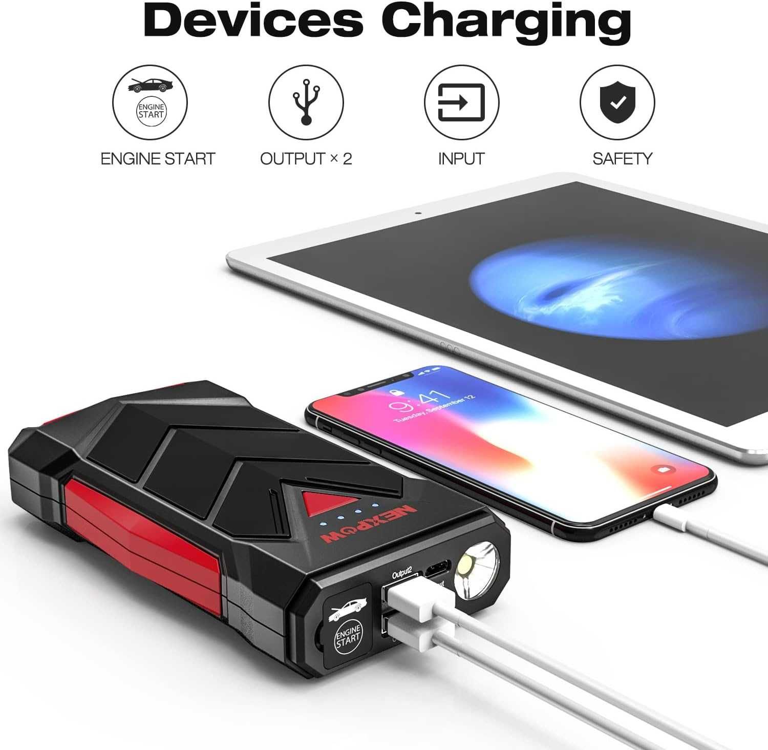 Пусковое зарядное (power bank) устройство NEXPOW T11F 1000A 10400 мAч