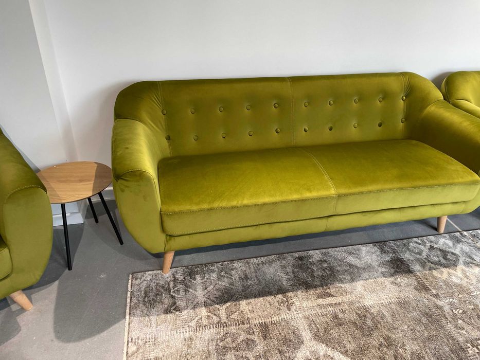 Canapea fixa 3 locuri Mobexpert catifea verde