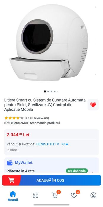 Litiera Smart cu Sistem de Curatare Automata pentru Pisici