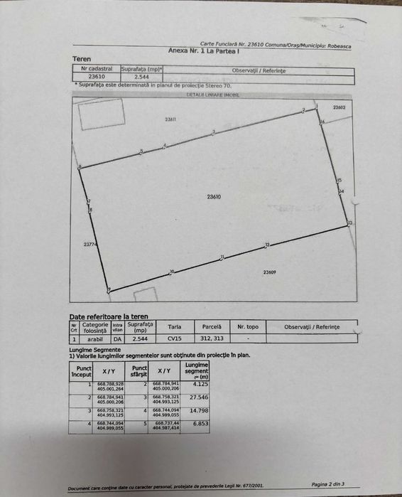 7.5 €/mp - Teren de vanzare (2500 m2) in Mosesti, com. Robeasca