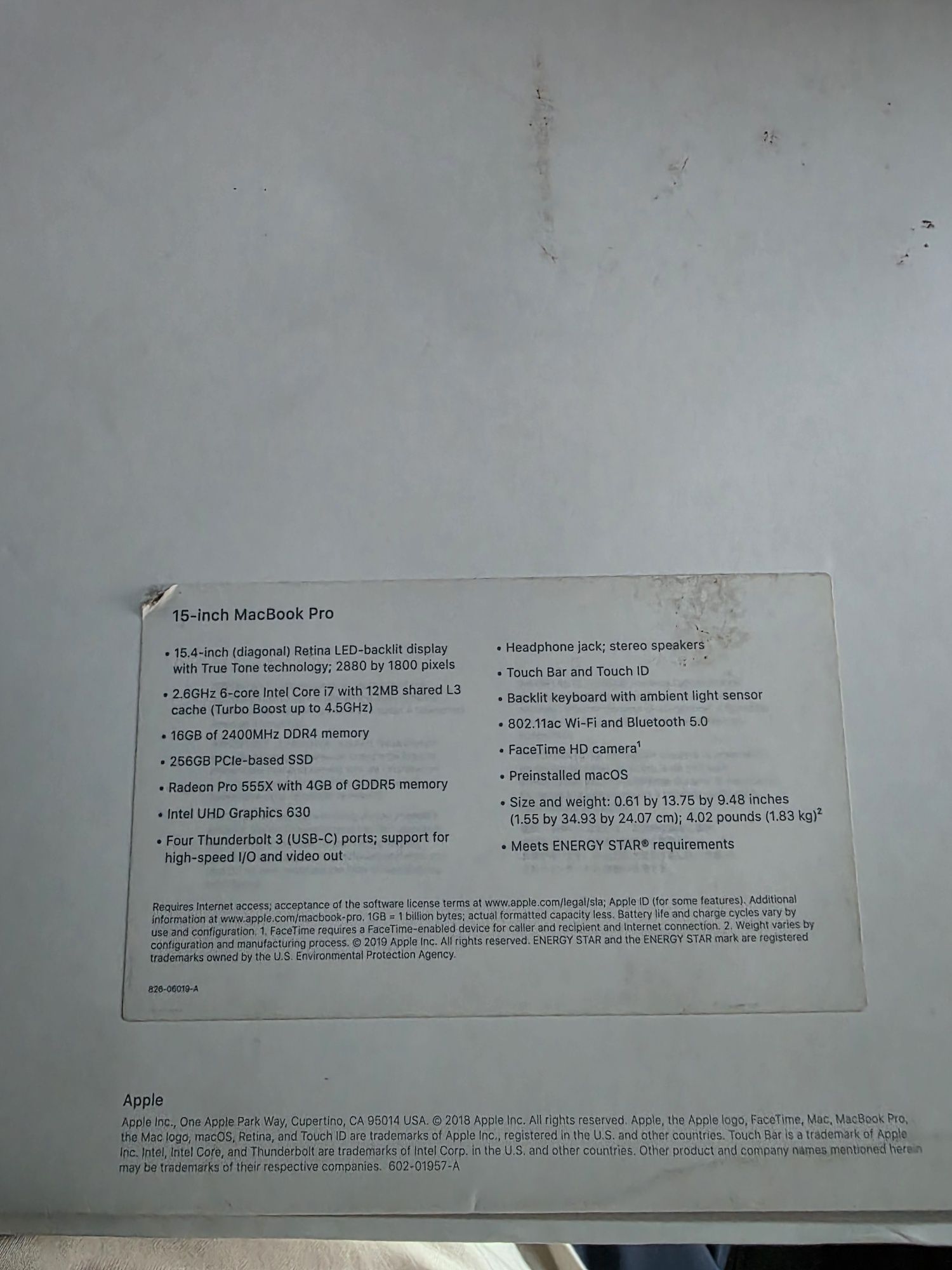 Macbook pro 15 16/256