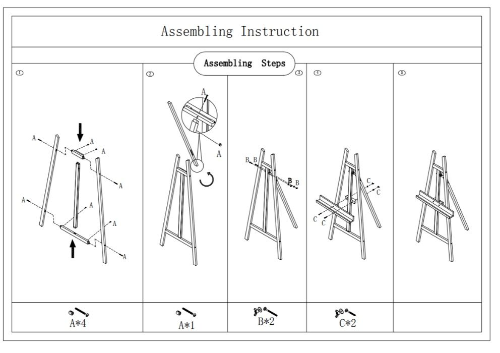 Șevalet pictură/pictat semiprofesional,lemn lăcuit, cameră/atelier NOU