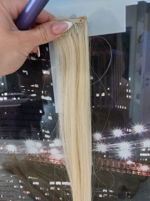 Коса екстеншън Синтетична руса треса с щипки