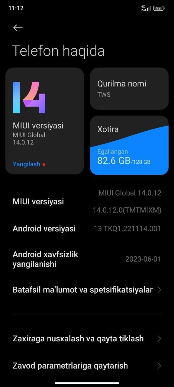 Redmi 12 128 xotira