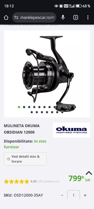 Vând 4 mulinete okuma obsidian