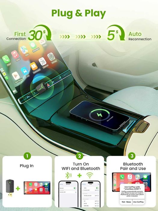 Безжичен CarPlay адаптер (Carbon Design)