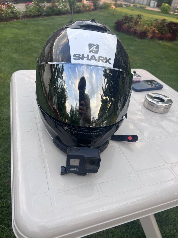 Каска Shark Spartan Carbon Skin с GoPro 8 и HeadSet