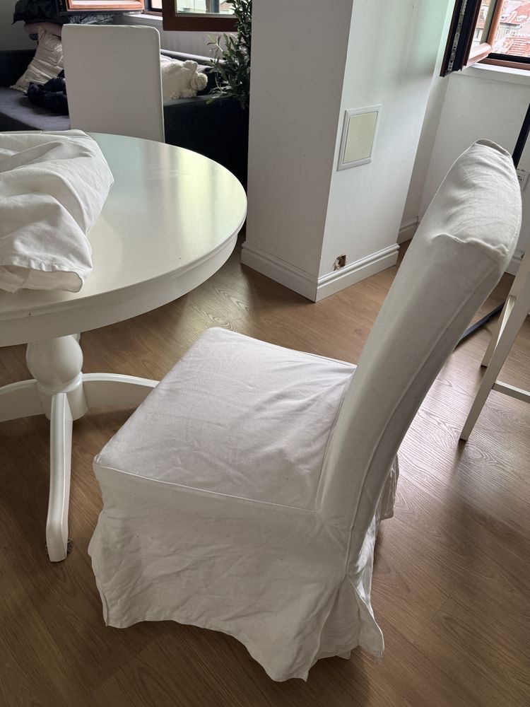 Кръгла трапезна разтегателна маса Ikea с 4 стола