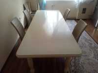 Белый стол и 10 стульев