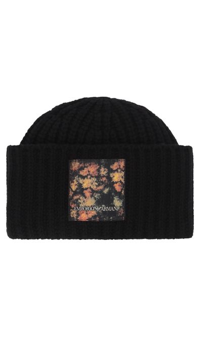 Emporio Armani caciula BLACK Beanie cu logo si saculet -S/M