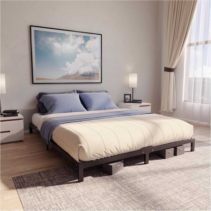 Cadru metalic pat Dreamzie 180 x 200 cm, inaltime 25 cm, negru