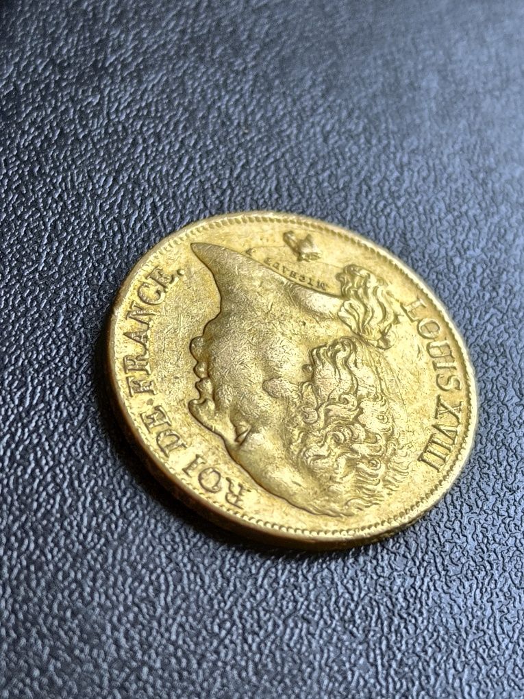20 франка 1818 год,Луи XVIII , злато, тегло 6.45 гр,900/1000 (21.6 кар