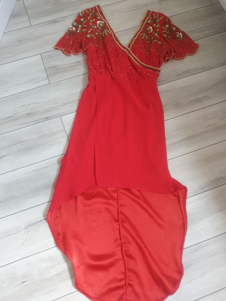 Rochie rosie margele cusute virgos lounge m 38