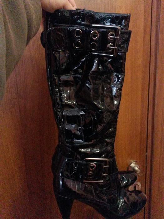 Дамски Ботуши Естествен лак, черни 37, Германия, РАЗПРОДАЖБА