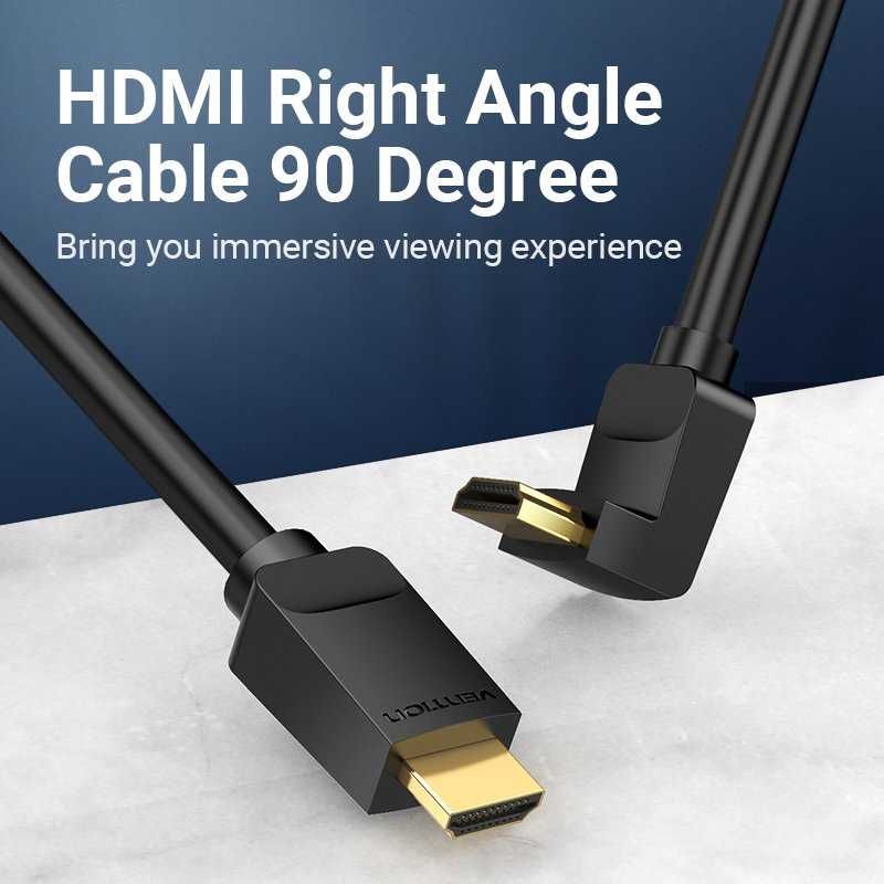 Кабел HDMI М Ъглов на 90° -M Ver:2.0 4K/60Hz Gold 2M Vention AARBH